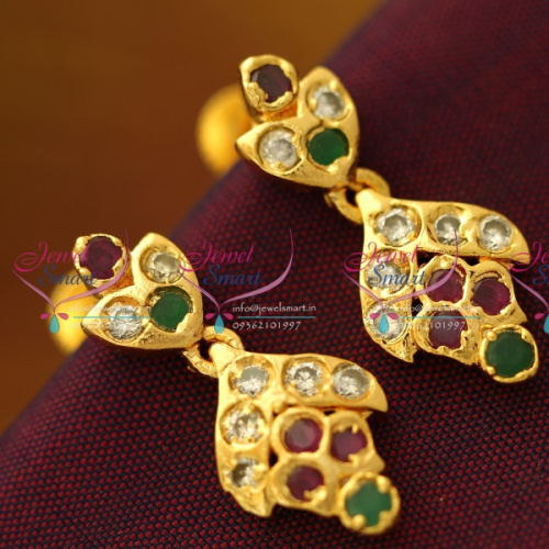 GPE0172 South Indian Traditional Screwback Earrings Semi Precious Stones Buy Online 