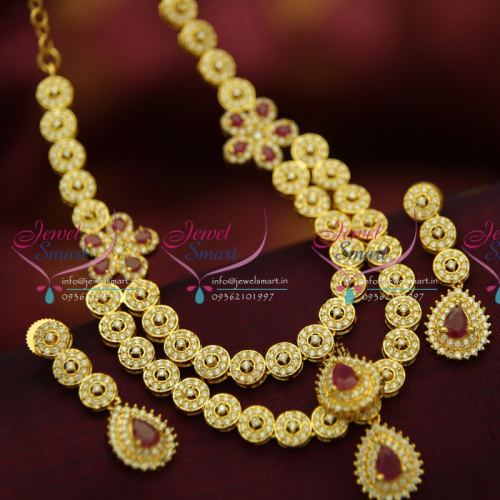 NL5204 Multi Strand Floral Diamond Design Stylish Elegant Gold Plated AD Stones Indian Jewellery Set