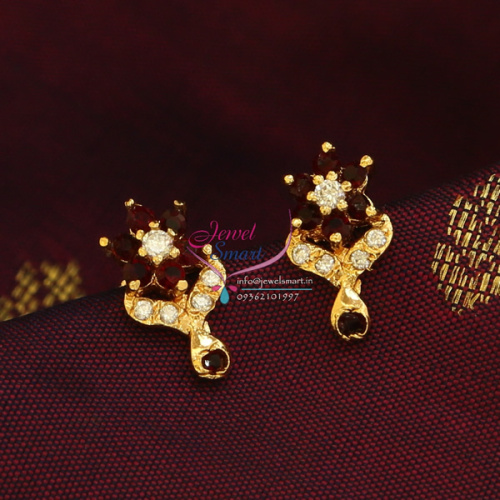 Gold Plated Screw Tops Earrings Indian Traditional Gold Work Imitation Jewelry