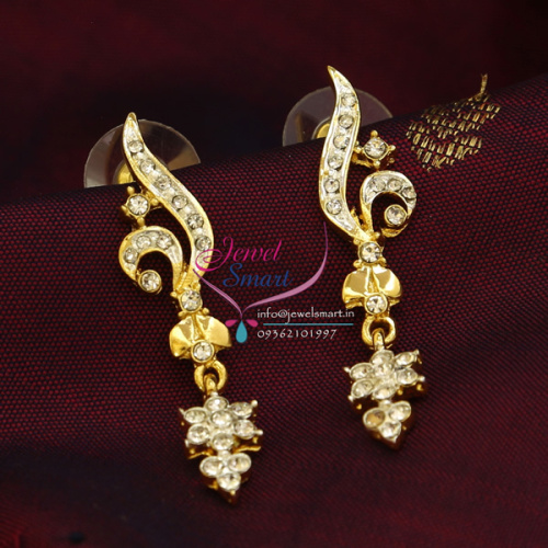 Gold Plated Diamond Look Immitation Tops Earrings Press Lock Fashion Jewellery