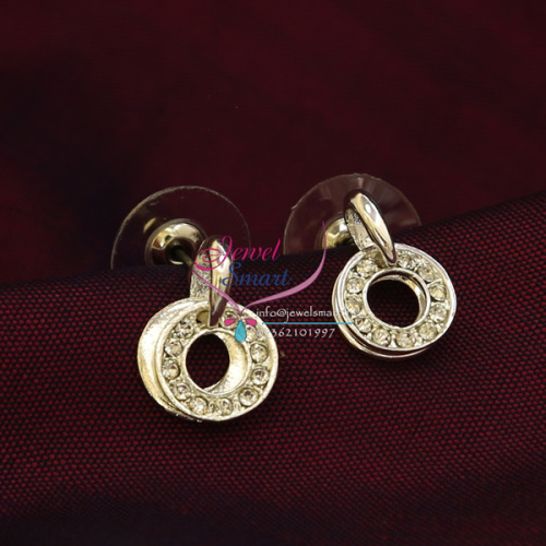 Silver Plated Diamond Look Immitation Tops Earrings Press Lock Fashion Jewellery