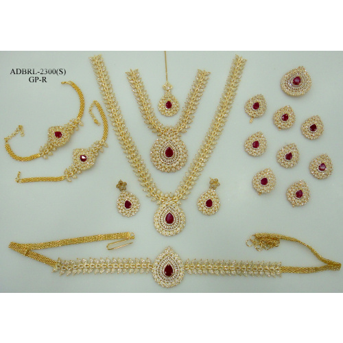 ADBRL2300GPR American Diamond Grand Full Bridal Jewellery Set Buy Online