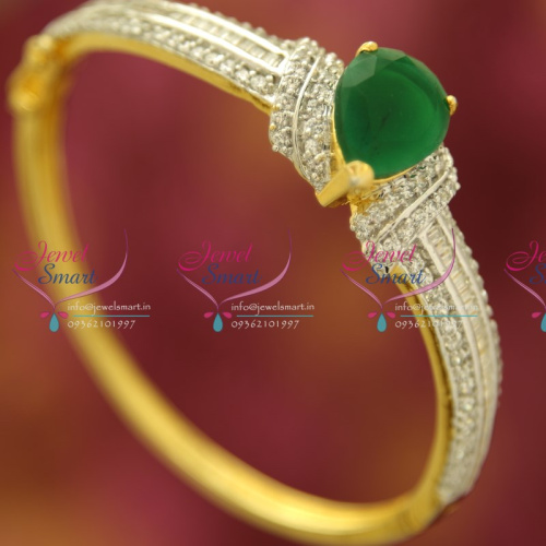 B4828 CZ Emerald Full Sparkling CZ Stones Open Kada Latest Collections Online