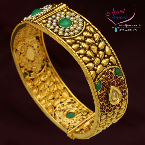 B0256M 2.6 SIze Antique Open Type Bangles with Synthetic Stones