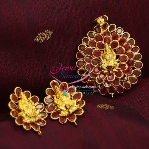 Indian Traditional Imitation Temple Fashion Jewellery Ruby  Pendant Gold Designs