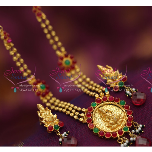 TNL0289 One Gram Gold Plated Temple Jewellery Beaded Design Necklace Buy Online