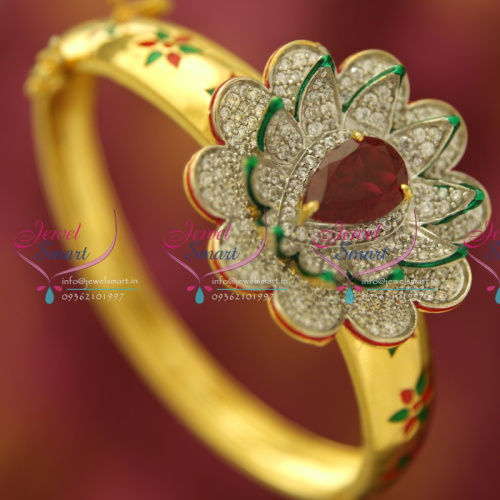 B4829 CZ Ruby Full Sparkling CZ Stones Open Kada Grand Collections Online