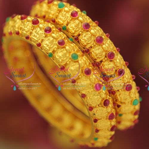 B4401B 2.8 Size Size One Gram Temple Laxmi Design Kemp Bangles Buy Online