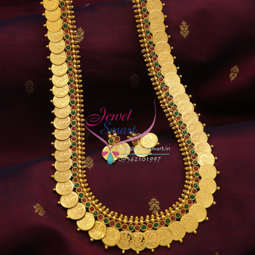 Laxmi Coin Long Necklace Temple Haaram South Indian Traditional Jewellery