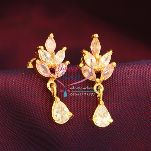GPE0457 Gold Plated Screw Tops Pink White Colour Earrings