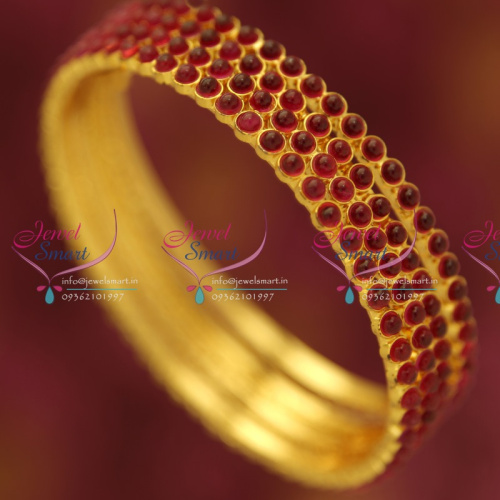 B0701M 2.6 Size Kemp Temple Stones Bangles Gold Plated Traditional Indian Exclusive Design