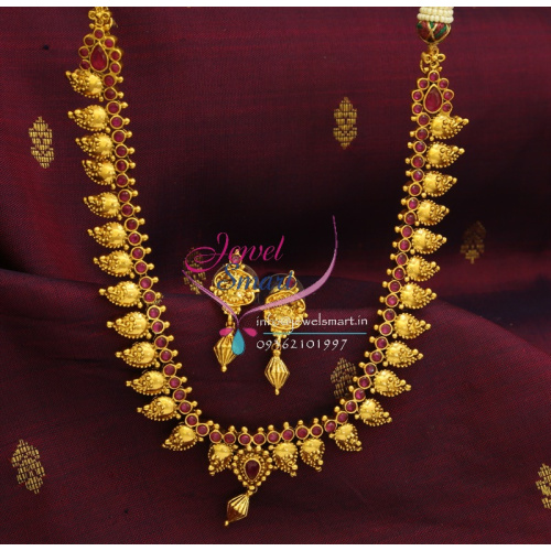NL0528 Indian Traditional Ruby Necklace Imitation Mango Gold Design Jewellery 