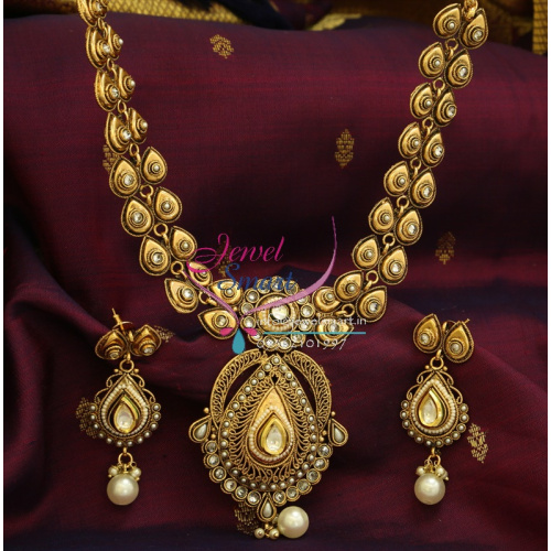 ANL0530 Antique Gold Plated Necklace Synthetic Kundan Fashion Jewellery