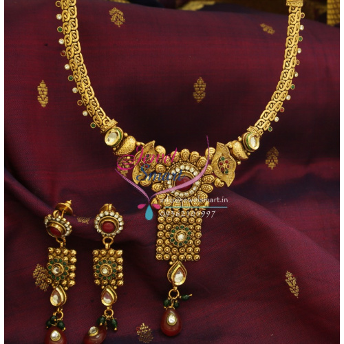 ANL0532 Antique Gold Plated Necklace Synthetic Kundan Fashion Jewellery
