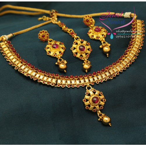 NL0656 Indian Imitation Fashion Jewelry Temple Kempu Stones Necklace Earrings