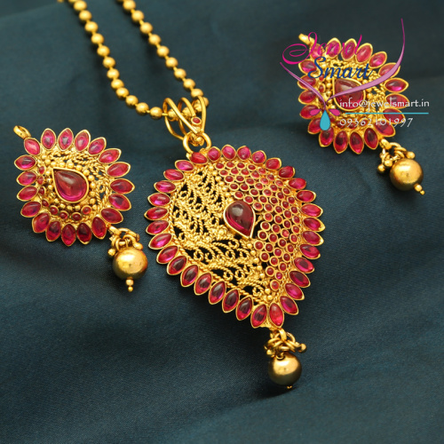 PS0698 Kempu Temple Pendant Earrings Gold Plated Fashion Imitation Jewelry 