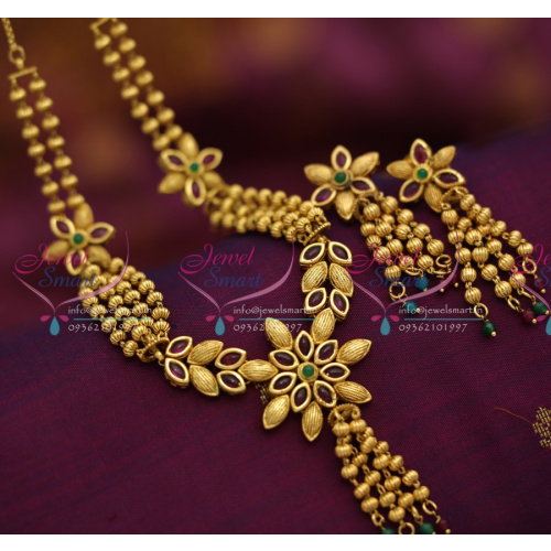 NL0715 Exclusive Gold Imitation Jewelry Beads Design Ruby Stones Delicate Necklace Set
