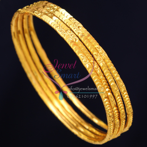 2.6 Size B0722 Gold Plated Bangles Daily Wear 4 Pieces Set