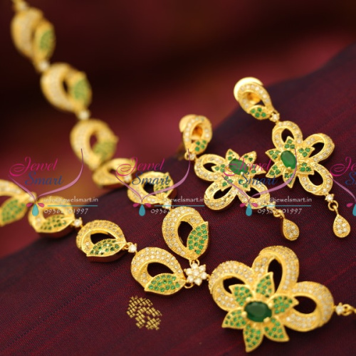 NL5707 White AD Green Fancy Design Gold Plated Jewellery Set Buy Online