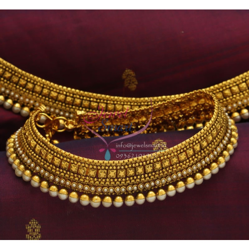 P0760 Antique Pearl Wide Payal Best Quality Fashion Jewellery Online