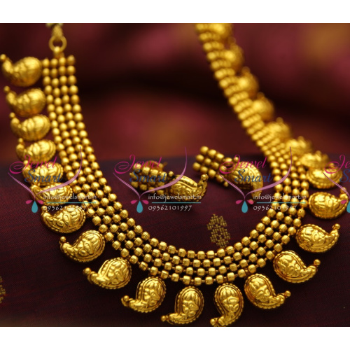 NL1997 Antique Gold Plated Mango Real Jewellery Design Necklace Traditional Online
