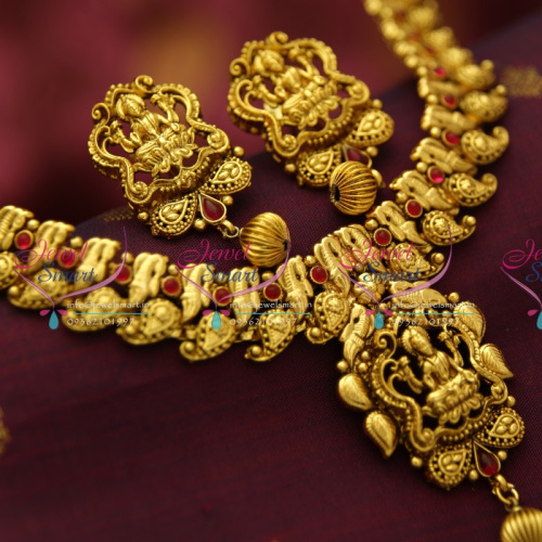 NL5095 Antique Nagas Lakshmi God Temple Jewellery Nakshi Necklace Online