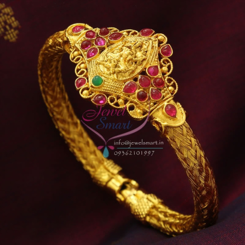 B0782 Temple Kempu Laxmi Kada Gold Plated Open Type Best Quality Imitation Jewelry