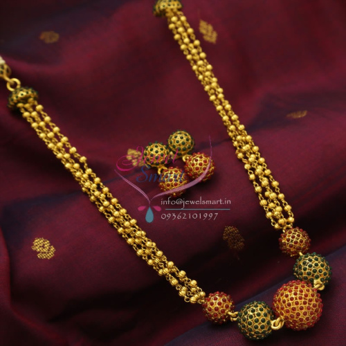 NL0789 Gold Design Beads Multi Line Temple Exclusive Online Fashion Jewellery