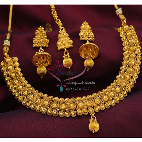 NL0791 Beads Design Antique Gold Plated Jewellery Online Offer Tikka Earrings