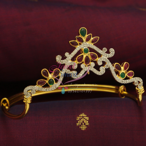 AR0812 Adjustable Floral Design Ruby Aravanki CZ Indian Traditional Dulhan Wedding Jewellery