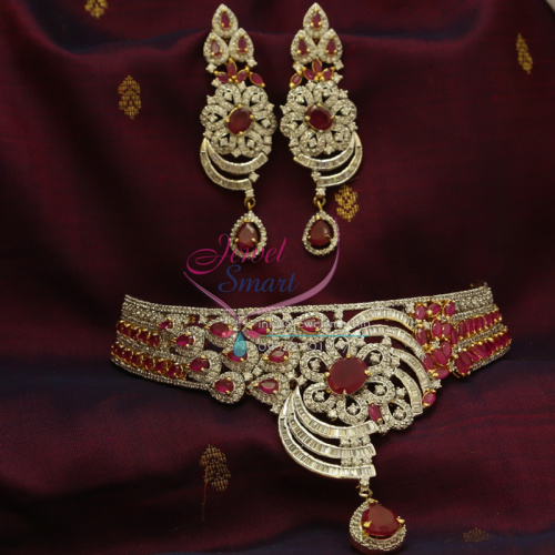 CH0824 AD Ruby White Grand Choker Wedding Dulhan Jewellery Online Special Offer