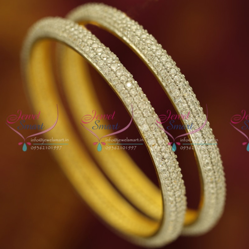 B6070S 2.4 Size American Diamond Gold Plated Bangles Real Look Finish Online