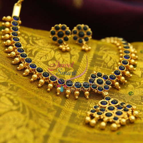 NL1035 Sapphire Color Spinel Stones Handmade Traditional Jewelry Gold Plated
