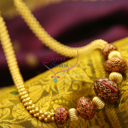 NL1038 Beaded Jewelry Gold and Meena Color Balls Fancy Necklace