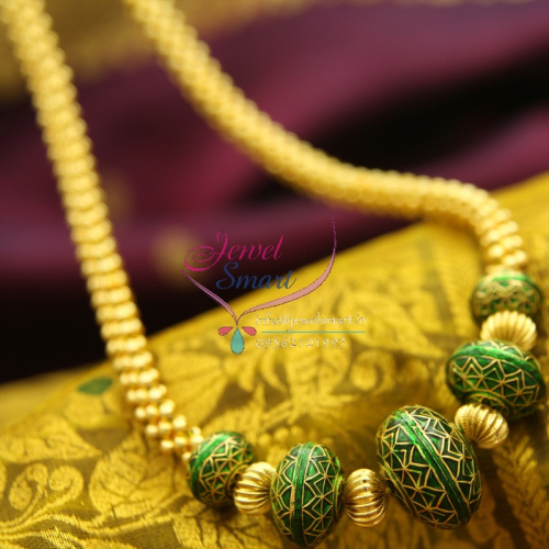 NL1040 Beaded Jewelry Gold and Meena Color Balls Fancy Necklace