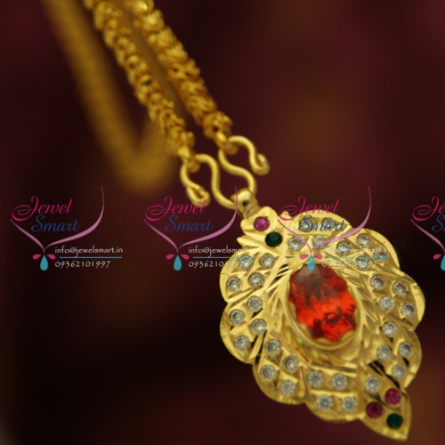 CS1049 South Indian Traditional Jewellery American Diamond Gold Plated Handwork Pendant Chain