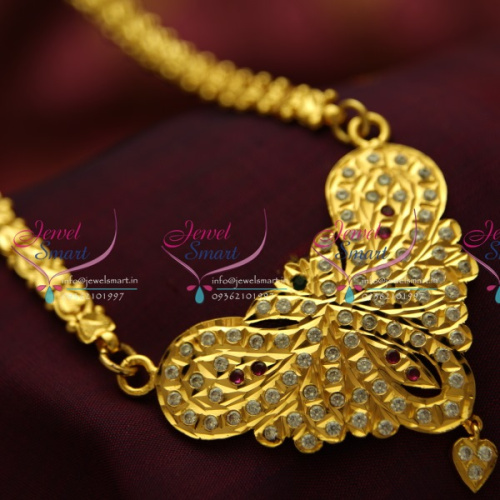 CS1050 Traditional Gold Design AD Stones Handwork Pendant 24 Inches Chain Set Online Exclusive