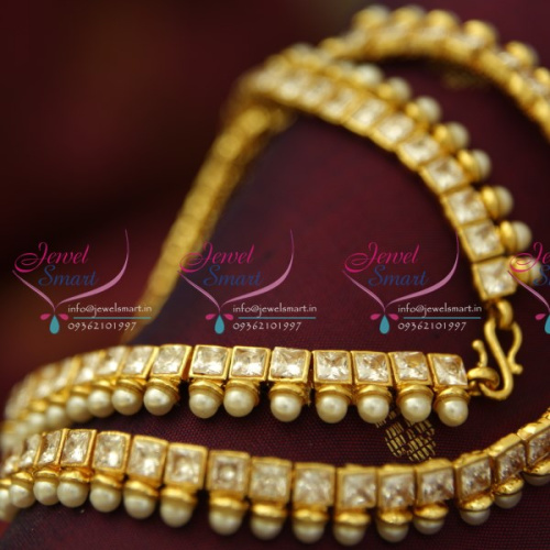 P1061 10.5 Inches American Diamond Sparkling Dazzling Anklets Payal Fashion Jewellery Online