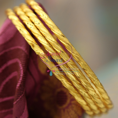 B1204 2.6 Size Gold Plated 4 Pcs Delicate Bangles Gold Designs Fashion Jewelry