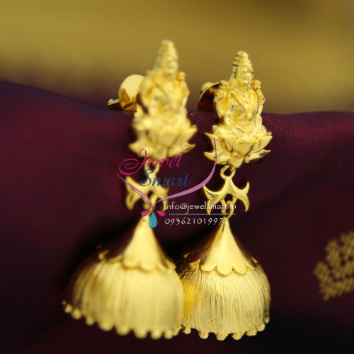 Gold Mat Finish Plated Temple Laxmi Earrings Jhumka Online Fashion Jewellery