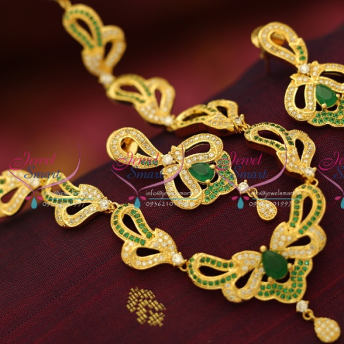 NL5709 White AD Green Fancy Design Gold Plated Jewellery Set Buy Online
