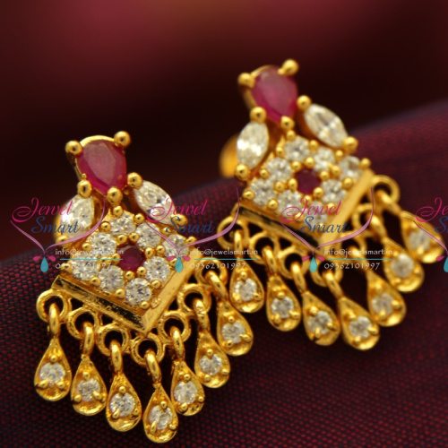 ES1308 Screwback Earrings Ruby AD Semi Precious Stones Buy Online