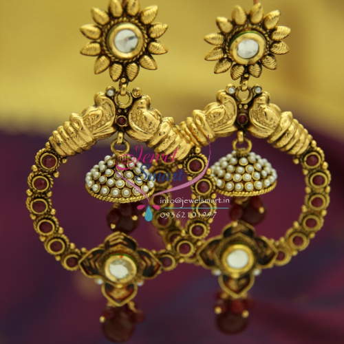 ER1313 Long Antique Double Step Handmade Party Wear Jhumka Earrings Fashion Jewelry Online
