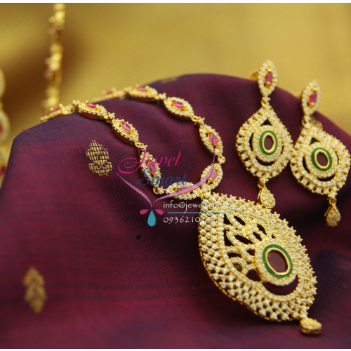 NL1354 CZ Long Ruby Haram Necklace Quality Fashion Jewellery Online