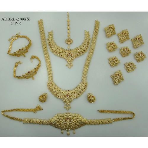 ADBRL2700GPR American Diamond Grand Full Bridal Jewellery Set Buy Online