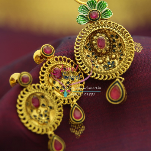 PS1530 Gold Design Antique Green Painting Fancy Pendant Set Jewelry Online