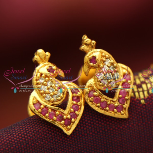 ES1531 Screwback Peacock Earrings AD Semi Precious Stones Buy Online