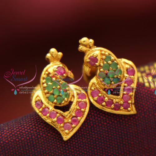 ES1552 Screwback Peacock Earrings AD Semi Precious Stones Buy Online