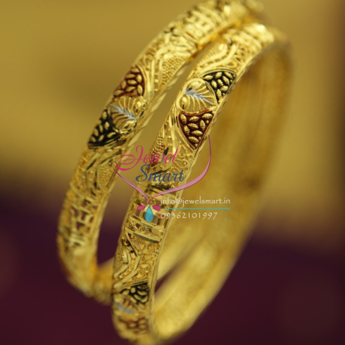 B1608 Gold Plated Delicate Intricate Floral Design Meenakari Work Bangles Buy Online