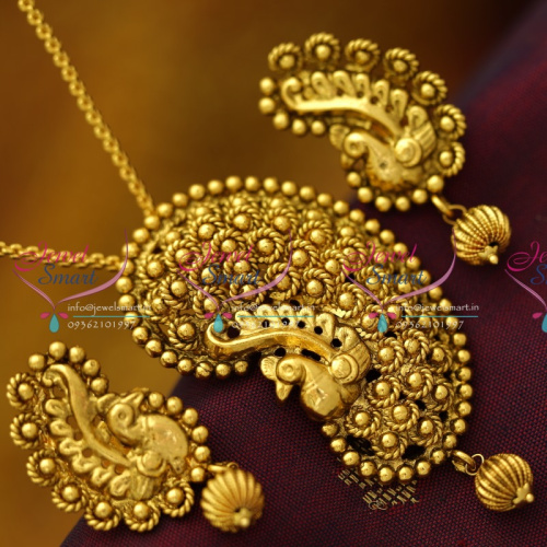 PS9033 Antique Nagas Chain Pendant Sets South Indian Temple Jewellery Online